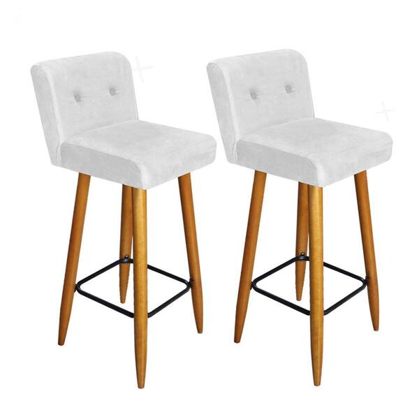 Kit 02 Banqueta Alta Corino Branco