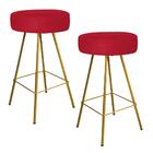 Kit 02 Banqueta Alta Laisa Dourado Corino Vermelho