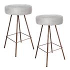 Kit 02 Banqueta Alta Laisa Ferro Bronze Corino Cinza