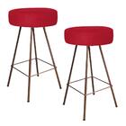 Kit 02 Banqueta Alta Laisa Ferro Bronze Corino Vermelho