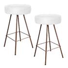 Kit 02 Banqueta Alta Laisa Ferro Bronze Suede Branco