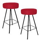 Kit 02 Banqueta Alta Laisa Ferro Preto Suede Vermelho