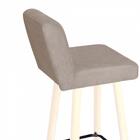 Kit 02 Banqueta Alta Lana Botão Preto Bege