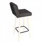 Kit 02 Banqueta Alta Lana Botão Preto Cinza