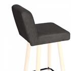 Kit 02 Banqueta Alta Lana Botão Preto Cinza