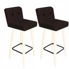 Kit 02 Banqueta Alta Lana Botão Preto Marrom