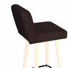 Kit 02 Banqueta Alta Lana Botão Preto Marrom