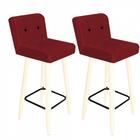 Kit 02 Banqueta Alta Lana Botão Preto Vermelho