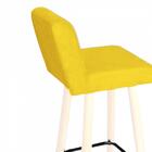 Kit 02 Banqueta Alta Lana Branco Botão Amarelo