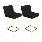 Kit 02 Banqueta Alta Lana Branco Botão Preto