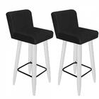 Kit 02 Banqueta Alta Lana Branco Preto