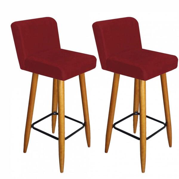 Kit 02 Banqueta Alta Lana Castanho Vermelho