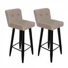 Kit 02 Banqueta Alta Lana Preto Botão Bege