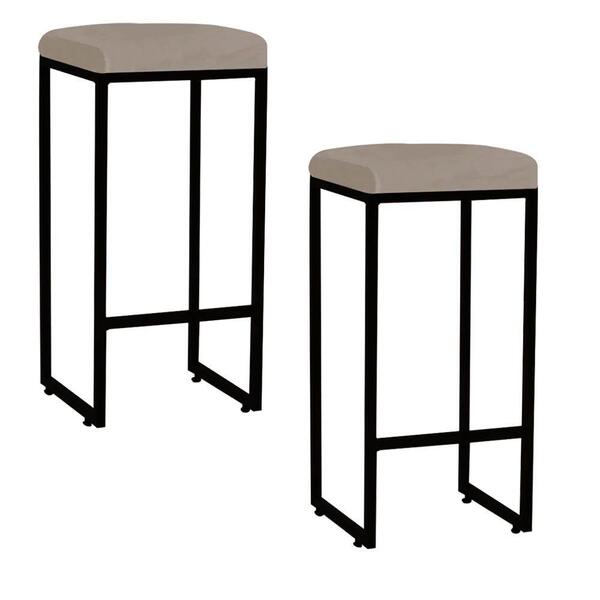 Kit 02 Banqueta Alta Lara Bronze Corino Bege