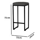 Kit 02 Banqueta Alta Lara Ferro Preto Cinza