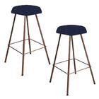 Kit 02 Banqueta Alta Lari Eiffel Bronze Azul Marinho