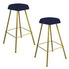 Kit 02 Banqueta Alta Lari Eiffel Dourado Azul Marinho