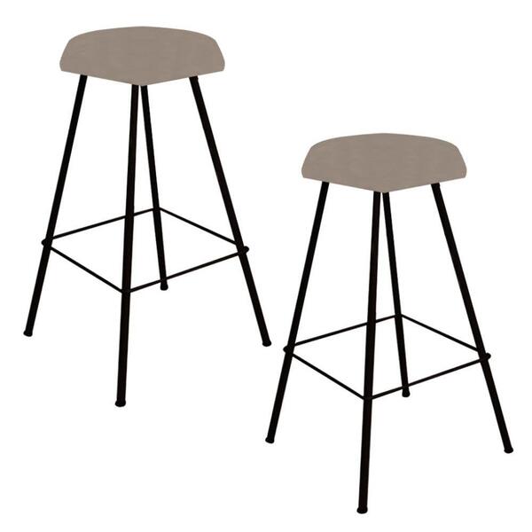 Kit 02 Banqueta Alta Lari Eiffel Preto Bege