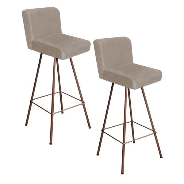 Kit 02 Banqueta Alta Lexi Bronze Corino Bege