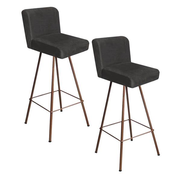 Kit 02 Banqueta Alta Lexi Bronze Corino Cinza