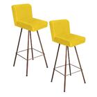 Kit 02 Banqueta Alta Lexi Bronze Suede Amarelo