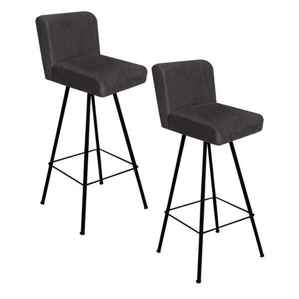 Kit 02 Banqueta Alta Lexi Preto Suede Cinza