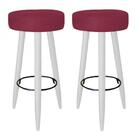 Kit 02 Banqueta Alta Lia Branco Suede Bordô