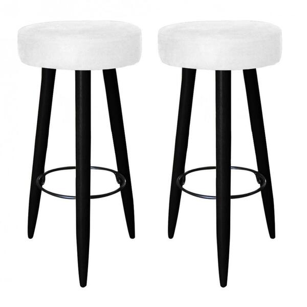 Kit 02 Banqueta Alta Lia Preto Corino Branco