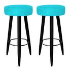Kit 02 Banqueta Alta Lia Preto Suede Azul Turquesa