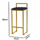 Kit 02 Banqueta Alta Lina Dourado Corino Azul Marinho