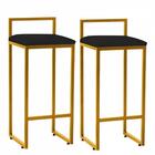 Kit 02 Banqueta Alta Lina Dourado Preto