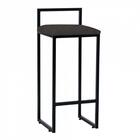 Kit 02 Banqueta Alta Lina Preto Corino Cinza