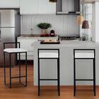 Kit 02 Banqueta Alta Lina Preto Suede Branco