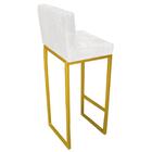 Kit 02 Banqueta Alta Linne Dourado Corino Branco