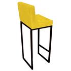 Kit 02 Banqueta Alta Linne Preto Suede Amarelo