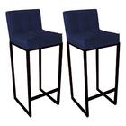 Kit 02 Banqueta Alta Linne Preto Suede Azul Marinho