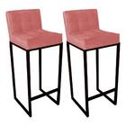 Kit 02 Banqueta Alta Linne Preto Suede Rose Gold