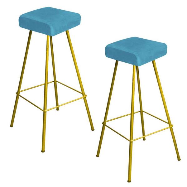 Kit 02 Banqueta Alta Lira Eiffel Azul Turquesa
