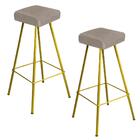 Kit 02 Banqueta Alta Lira Eiffel Dourado Bege