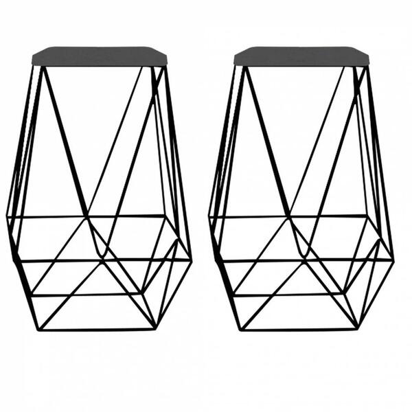 Kit 02 Banqueta Alta Loli Gourmet Bar Ferro Preto Cinza