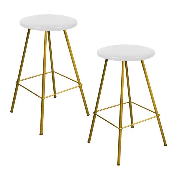 Kit 02 Banqueta Alta Loni Eiffel Dourado Branco