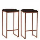 Kit 02 Banqueta Alta Lua Bronze Suede Marrom