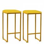 Kit 02 Banqueta Alta Lua Dourado Suede Amarelo
