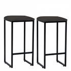 Kit 02 Banqueta Alta Lua Preto Suede Cinza