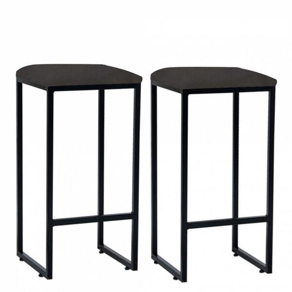 Kit 02 Banqueta Alta Lua Preto Suede Cinza