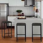 Kit 02 Banqueta Alta Lua Preto Suede Cinza