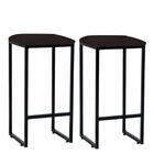 Kit 02 Banqueta Alta Lua Preto Suede Marrom