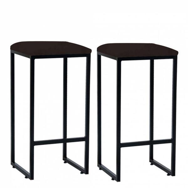 Kit 02 Banqueta Alta Lua Preto Suede Marrom