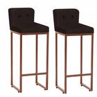 Kit 02 Banqueta Alta Lucca Botão Marrom