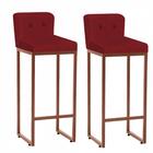 Kit 02 Banqueta Alta Lucca Botão Vermelho